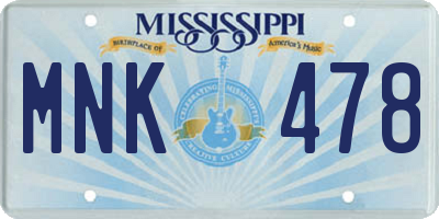 MS license plate MNK478