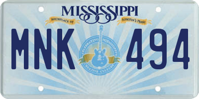 MS license plate MNK494