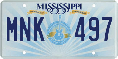 MS license plate MNK497