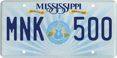 MS license plate MNK500
