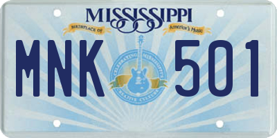 MS license plate MNK501