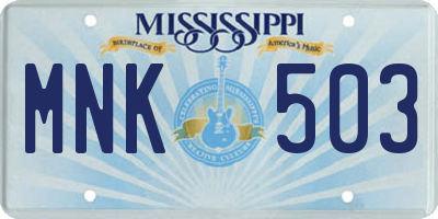 MS license plate MNK503