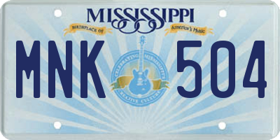 MS license plate MNK504