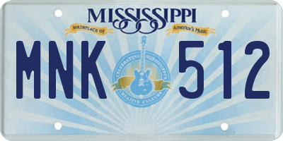 MS license plate MNK512