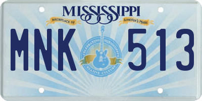 MS license plate MNK513