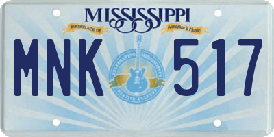 MS license plate MNK517