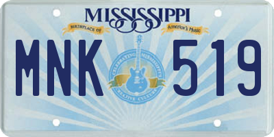 MS license plate MNK519