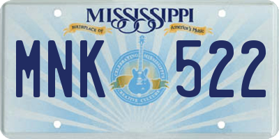 MS license plate MNK522