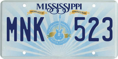 MS license plate MNK523