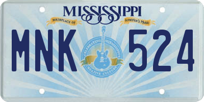 MS license plate MNK524