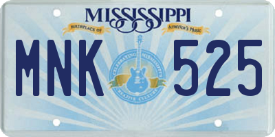 MS license plate MNK525
