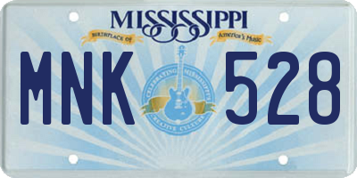 MS license plate MNK528