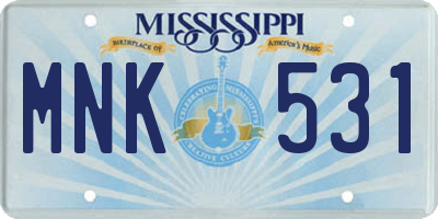 MS license plate MNK531