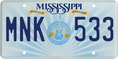 MS license plate MNK533