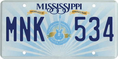 MS license plate MNK534