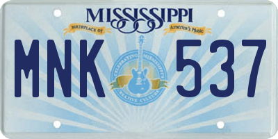 MS license plate MNK537