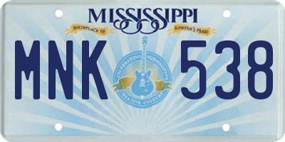 MS license plate MNK538