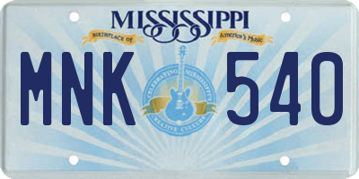 MS license plate MNK540