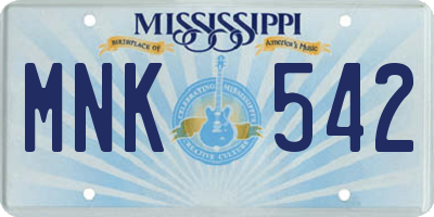 MS license plate MNK542