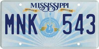 MS license plate MNK543