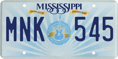 MS license plate MNK545