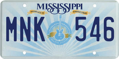 MS license plate MNK546