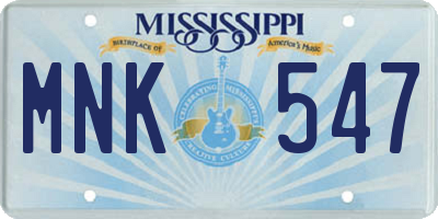 MS license plate MNK547
