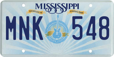 MS license plate MNK548