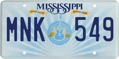 MS license plate MNK549