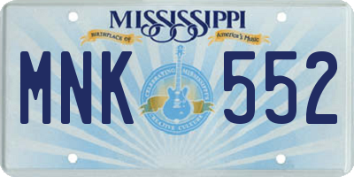 MS license plate MNK552