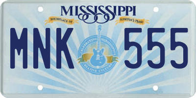 MS license plate MNK555
