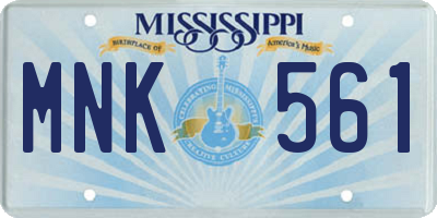 MS license plate MNK561