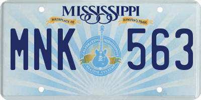 MS license plate MNK563
