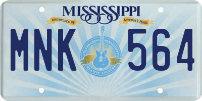 MS license plate MNK564