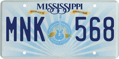 MS license plate MNK568