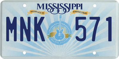 MS license plate MNK571