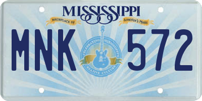 MS license plate MNK572