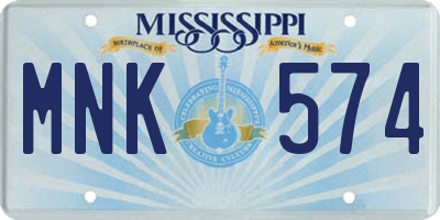 MS license plate MNK574