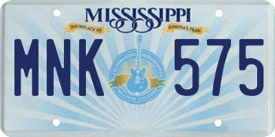 MS license plate MNK575