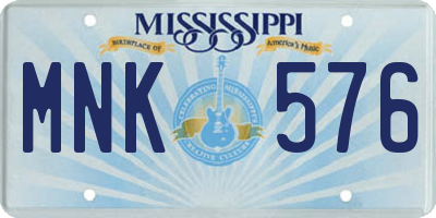 MS license plate MNK576