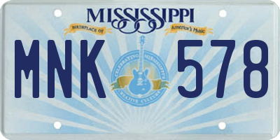 MS license plate MNK578