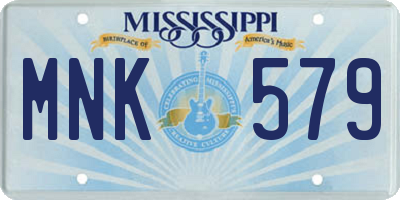 MS license plate MNK579