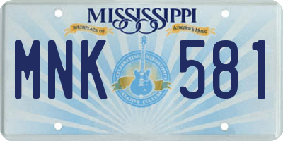 MS license plate MNK581