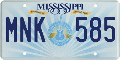MS license plate MNK585