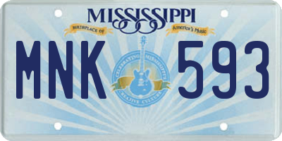 MS license plate MNK593