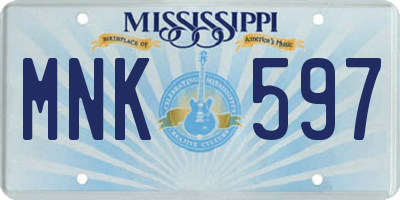 MS license plate MNK597