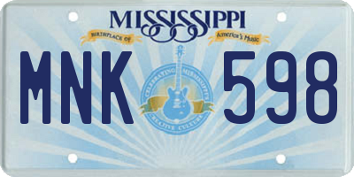 MS license plate MNK598