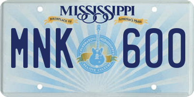 MS license plate MNK600