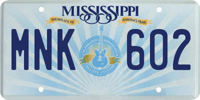 MS license plate MNK602