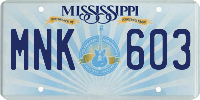 MS license plate MNK603